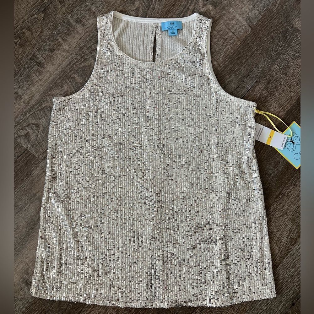 Cece Sequin‎ Keyhole Back Tank-Size Medium
